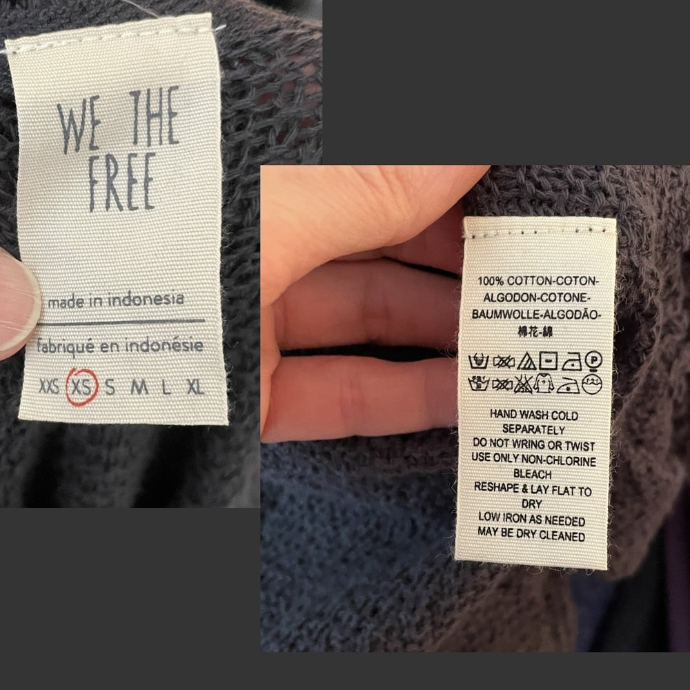 We The Free XS So Comfy Tee Sweater Charcoal Gray Knit Cowl Neck Slouchy Top - Picture 13 of 14